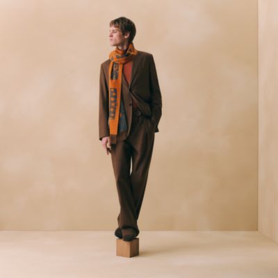 オレンジ - メンズ シルクマフラー＆カシミヤストール | Hermès